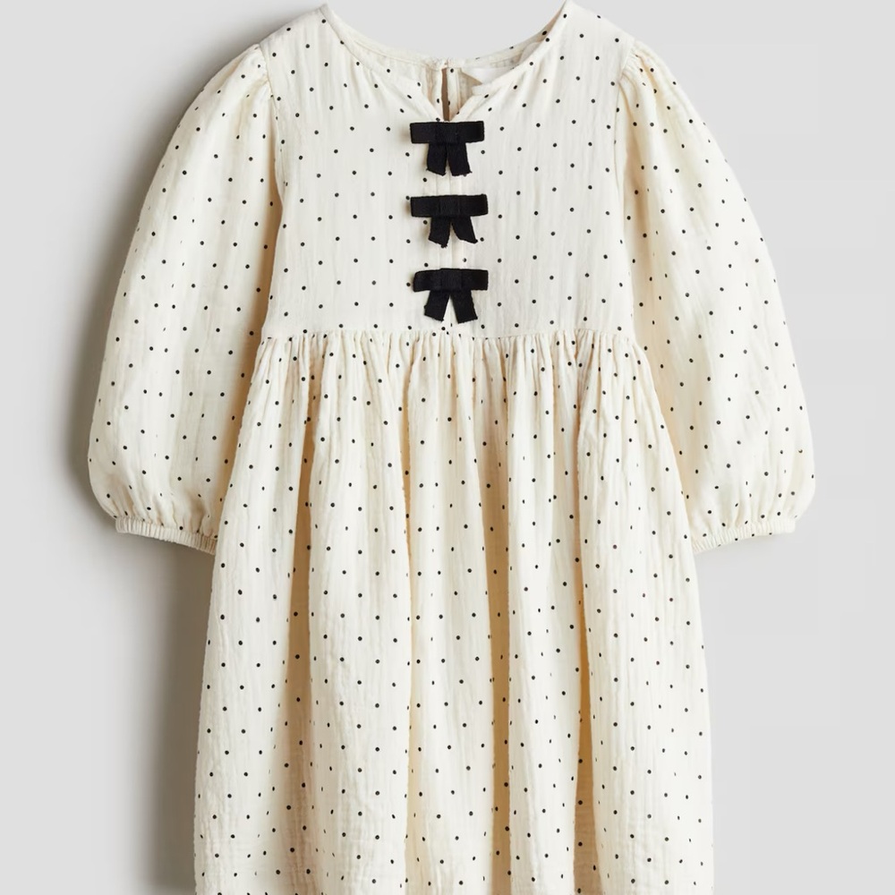 H&M Cream Kids Dress with Black Accents